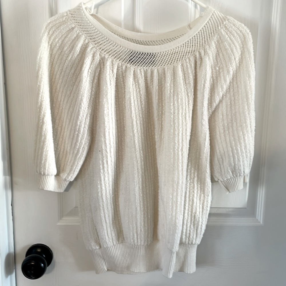 Vintage Mademotselle Knitwear white short sleeve sweater
